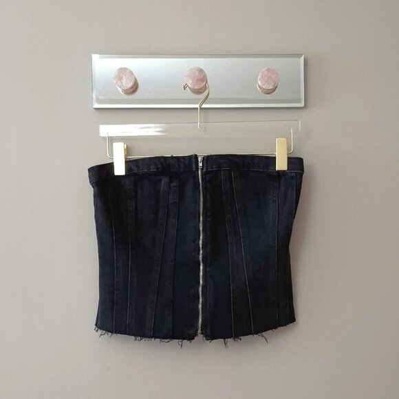 NWOT Zara black denim corset style top, L - Picture 9 of 12